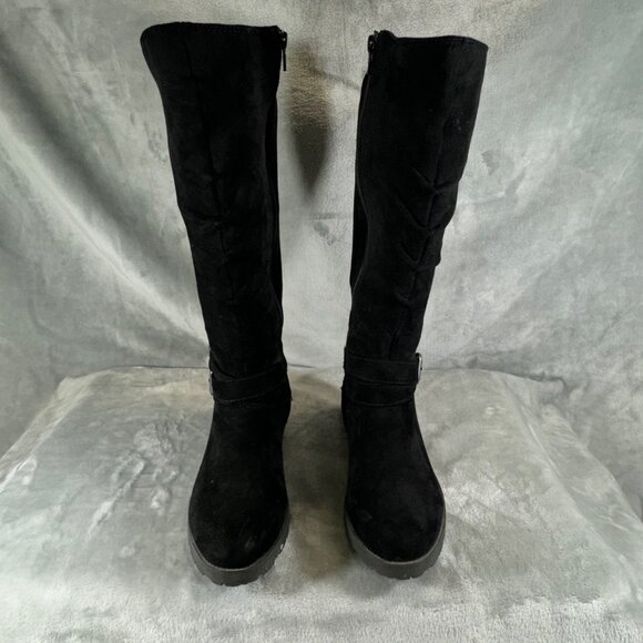 UNR8ED womens Boots 7M Darla black suede zip up with decorative buckle strap at - Picture 10 of 16